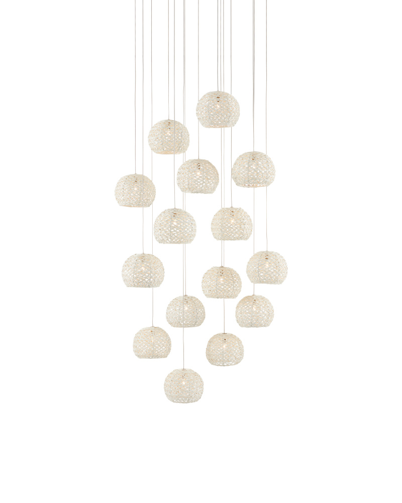 Piero White 15-Light Round Multi-Drop Pendant