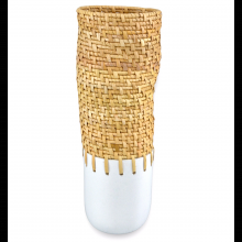 Currey 1200-0728 - Kyoto Rattan & White Vase